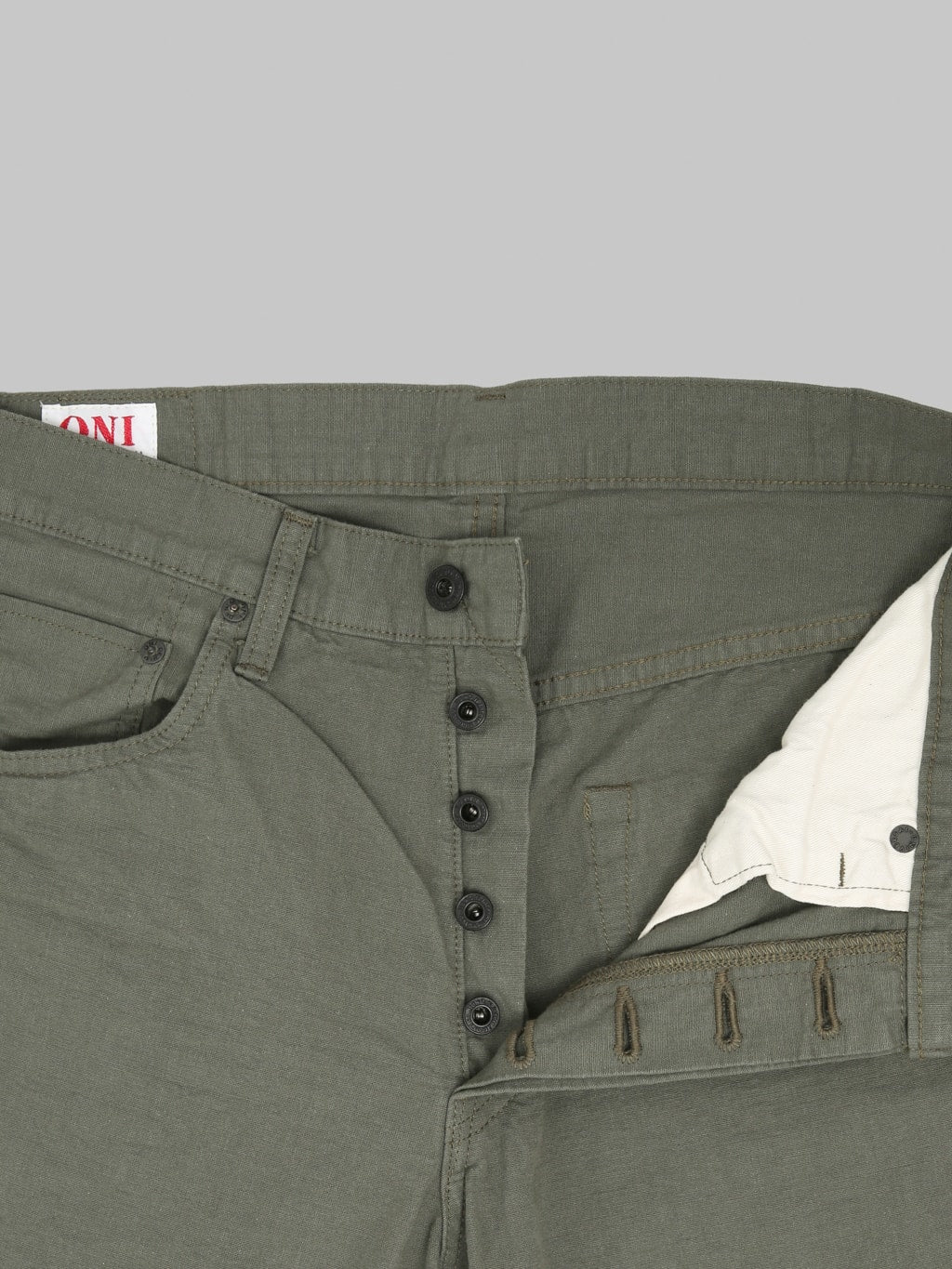 ONI Denim 200-8GG "Beta Chambray Green Gray" 8oz Wide Straight Jeans