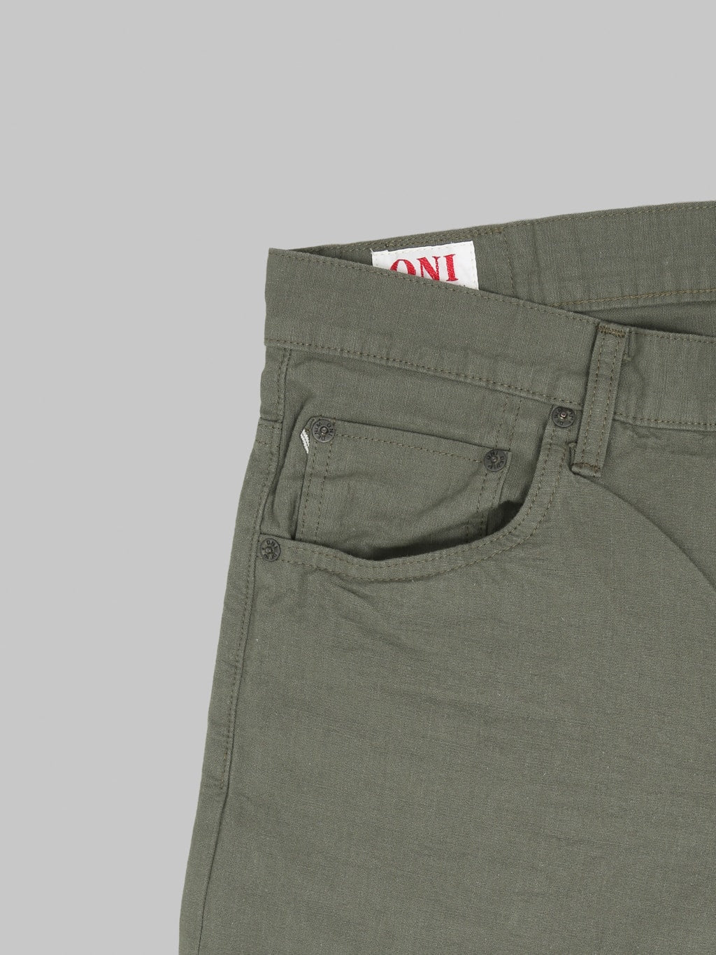 ONI Denim 200-8GG "Beta Chambray Green Gray" 8oz Wide Straight Jeans