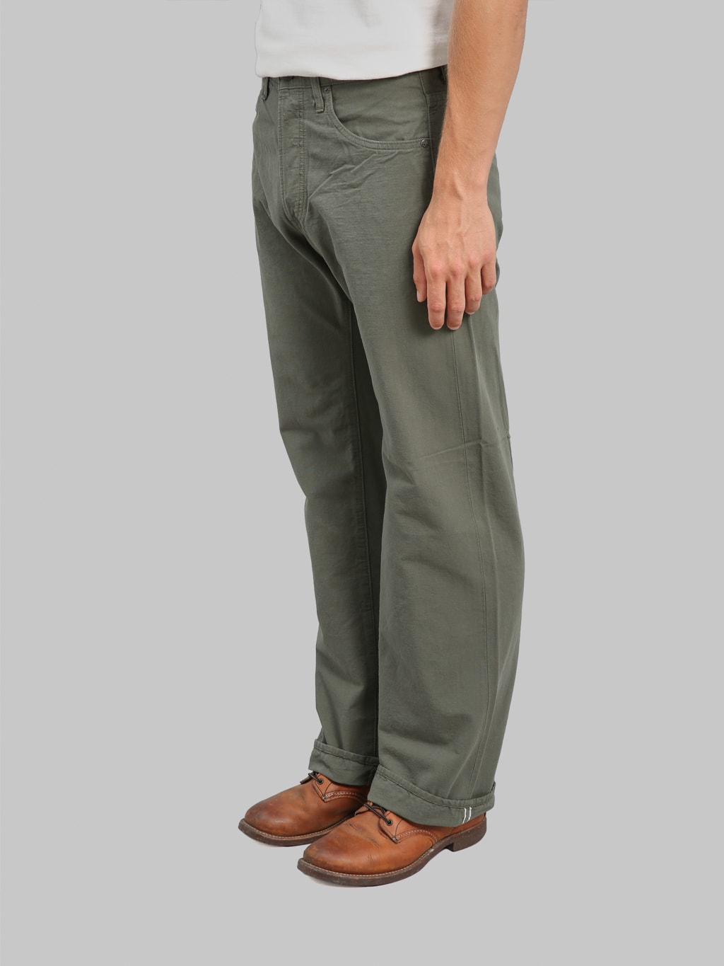 ONI Denim 200-8GG "Beta Chambray Green Gray" 8oz Wide Straight Jeans