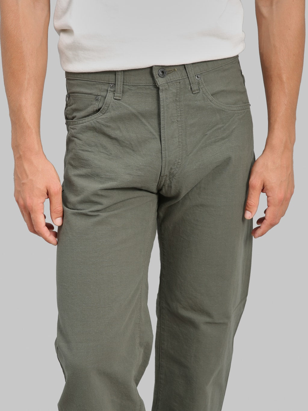 ONI Denim 200-8GG "Beta Chambray Green Gray" 8oz Wide Straight Jeans