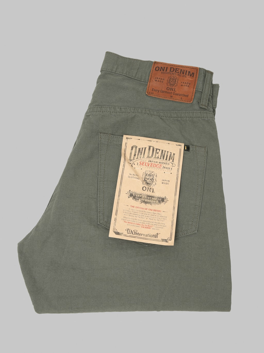 ONI Denim 200-8GG "Beta Chambray Green Gray" 8oz Wide Straight Jeans