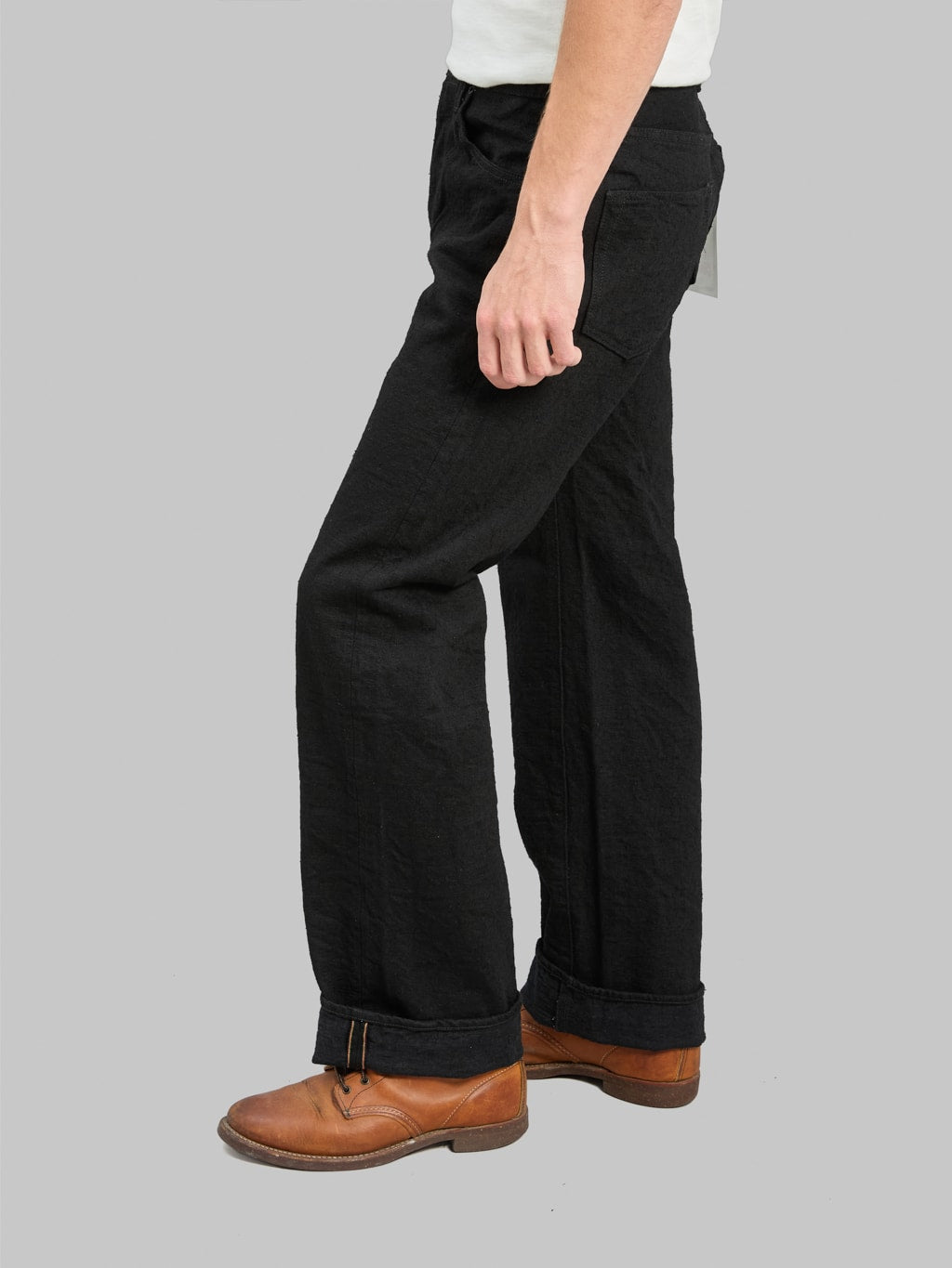 ONI Denim 200-CCD-BKBK "Crushed Concrete Denim Black x Black" 15oz Kabuki Wide Straight Jeans