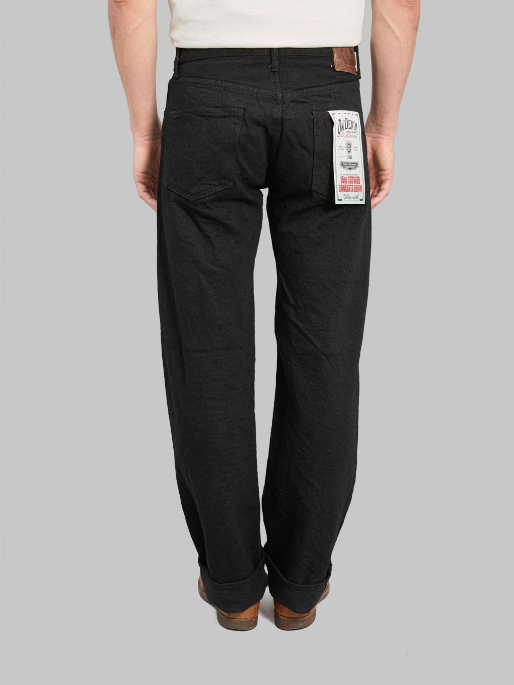 ONI Denim 200-CCD-BKBK "Crushed Concrete Denim Black x Black" 15oz Kabuki Wide Straight Jeans