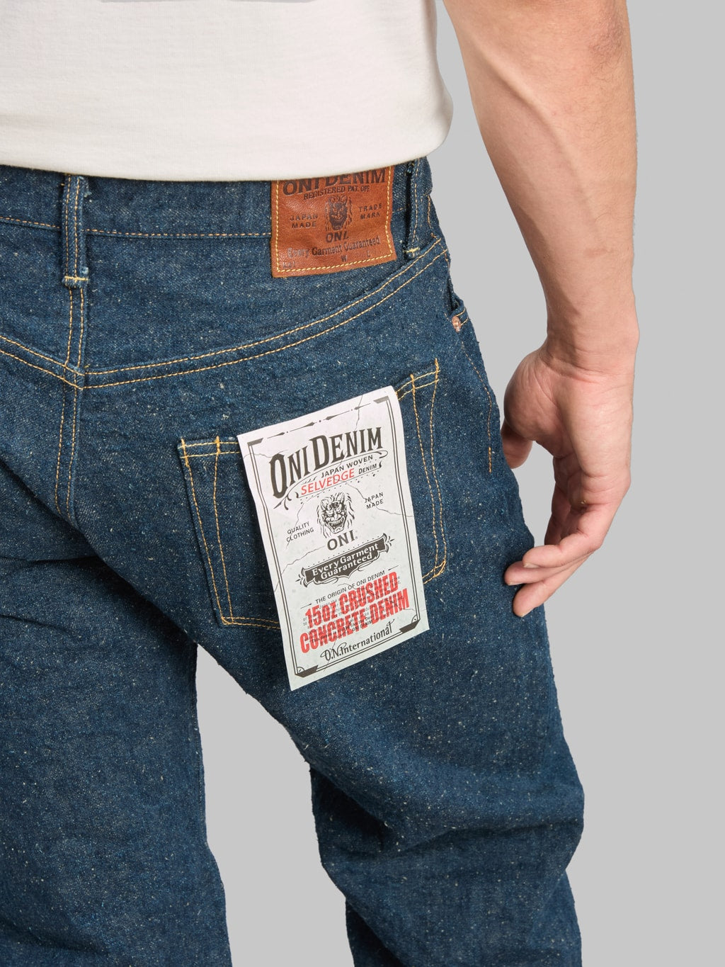 ONI Denim 200CCD GOLV 15oz Wide Straight Jeans back pocket