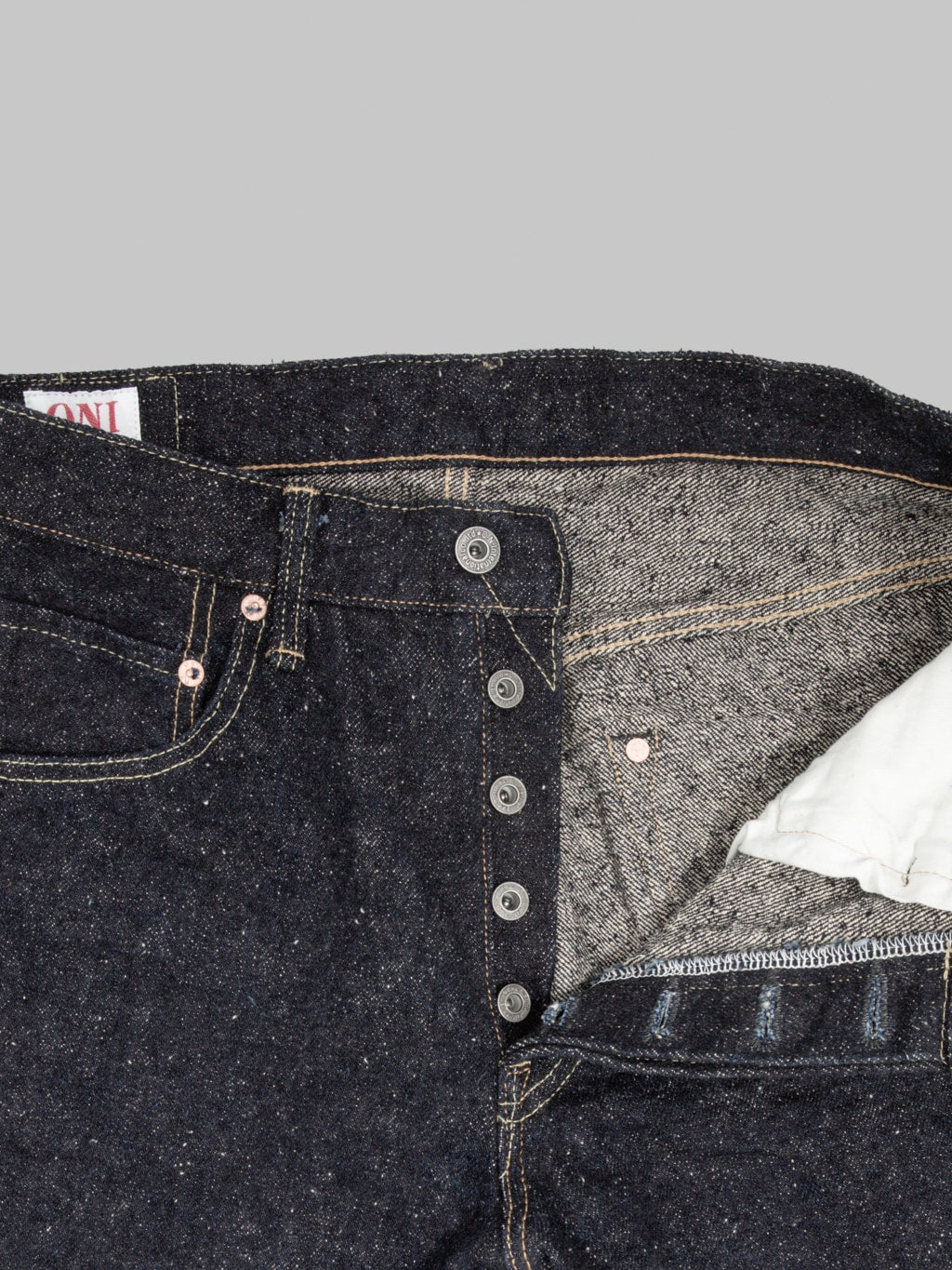 ONI 200 Asphalt 20oz Wide Straight Jeans buttons
