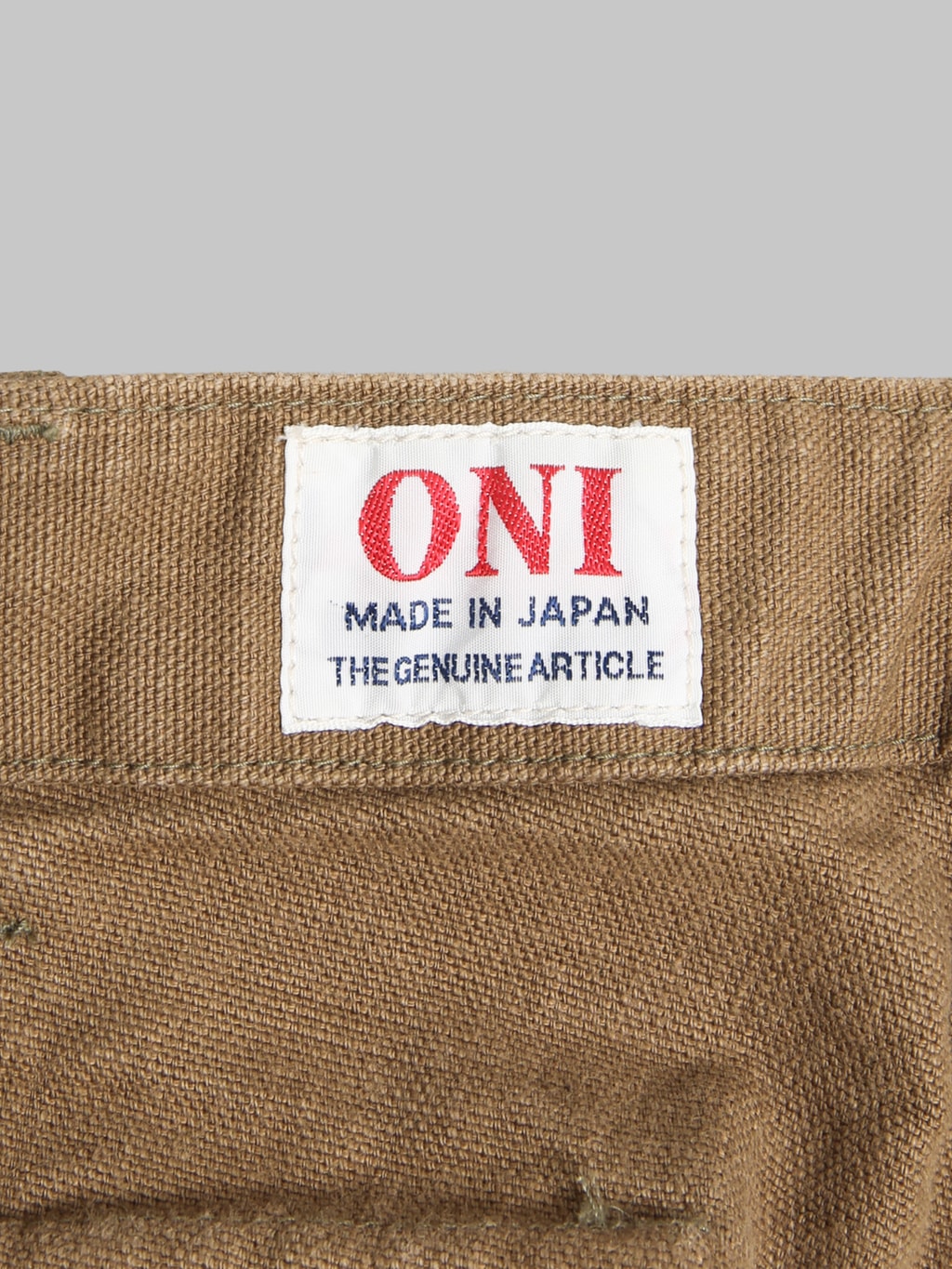 ONI Denim 207 HOXBRK 13oz Baker Pants Brown Khaki label tag