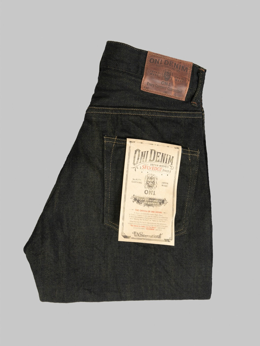 ONI Denim 222-BKOL 12.5oz "Black x Olive" Wide Straight Jeans