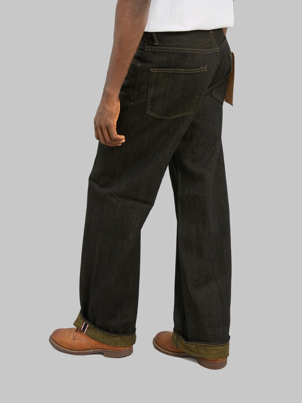 ONI Denim 222-BKOL 12.5oz "Black x Olive" Wide Straight Jeans