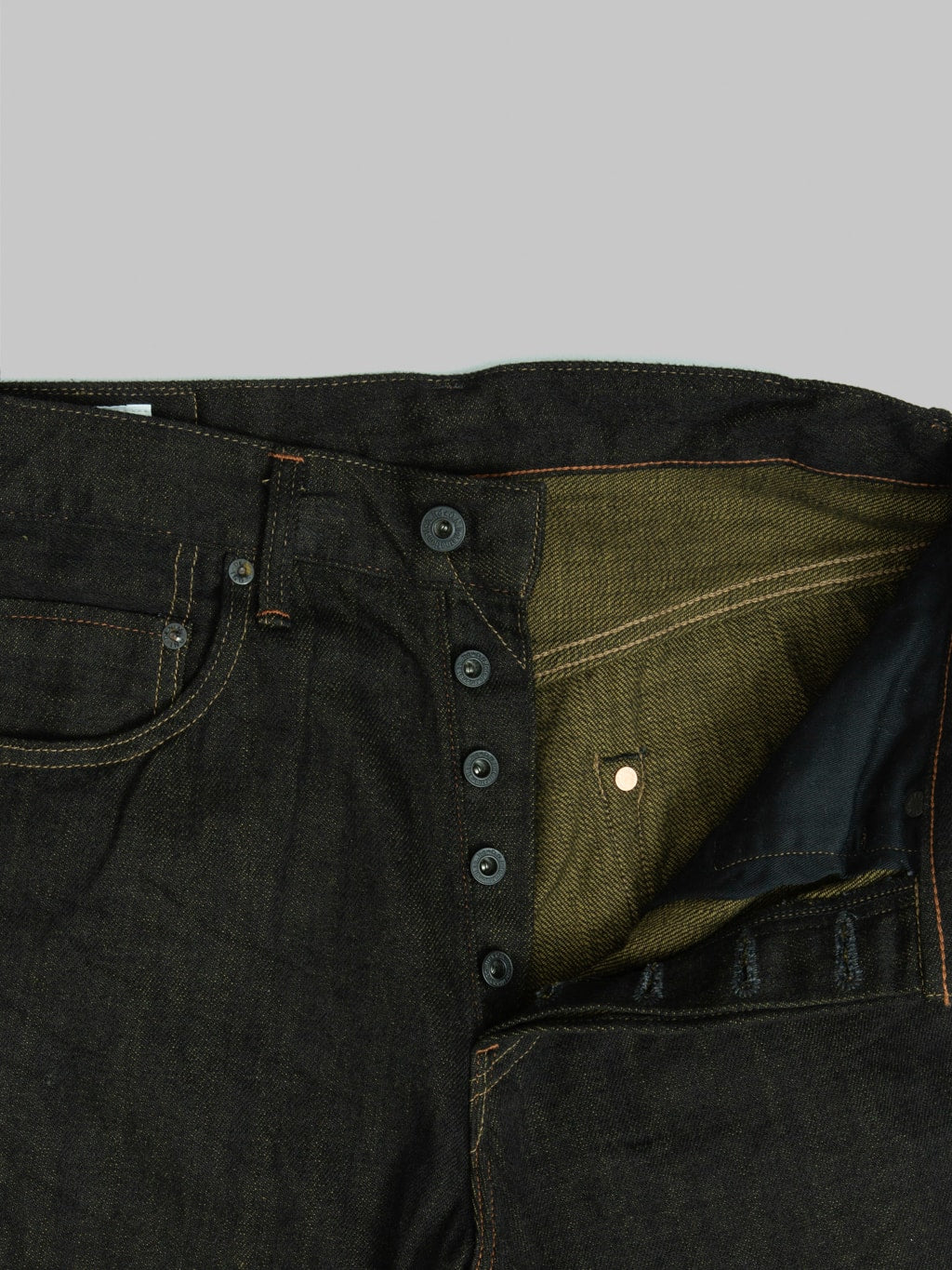 ONI Denim 222-BKOL 12.5oz "Black x Olive" Wide Straight Jeans