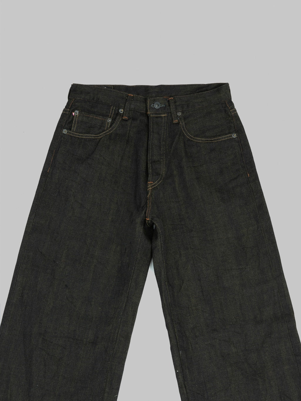 ONI Denim 222-BKOL 12.5oz "Black x Olive" Wide Straight Jeans