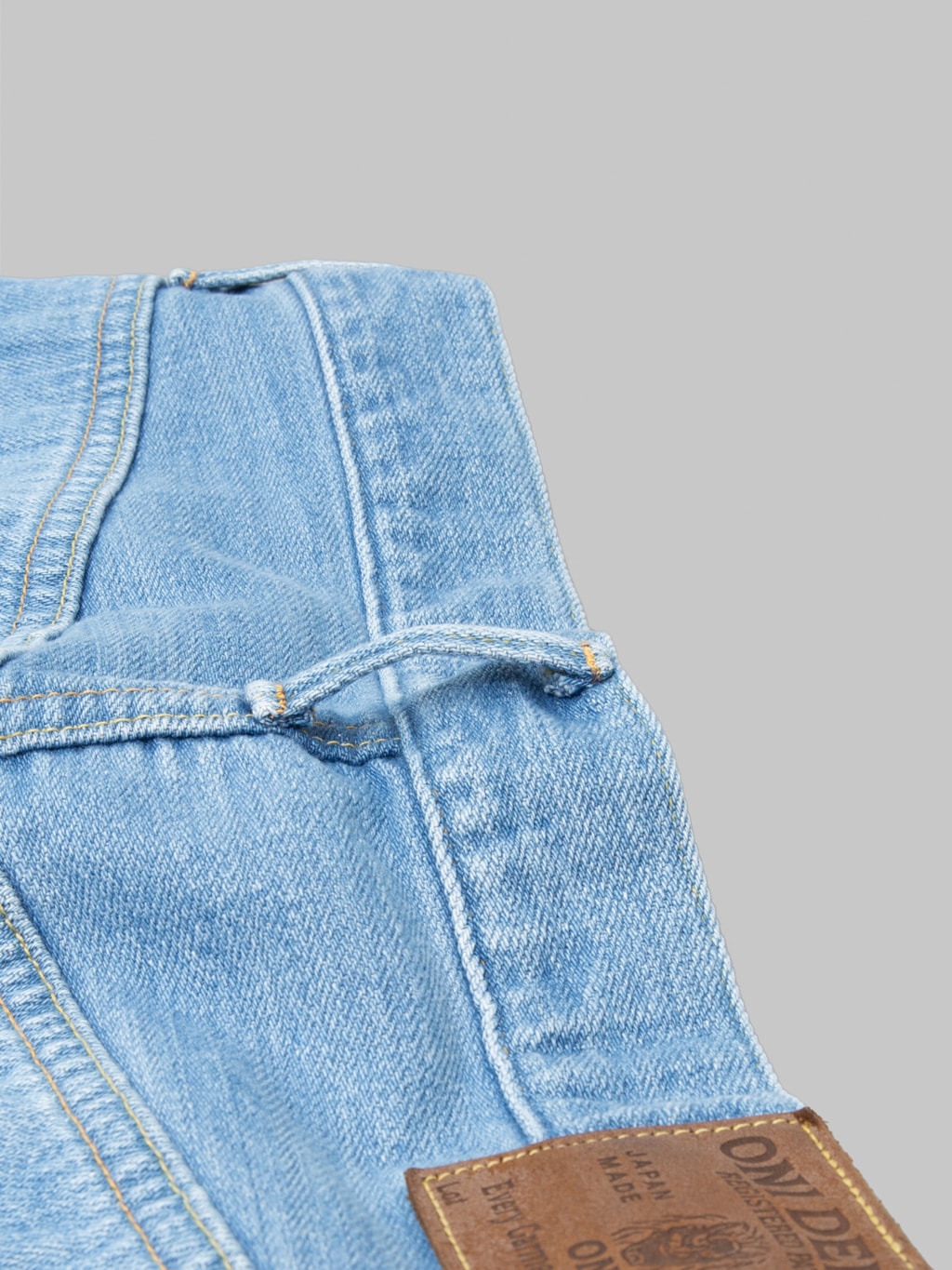 ONI Denim 222 Kiraku Bio Bleach 12oz Wide Straight Jeans belt loop