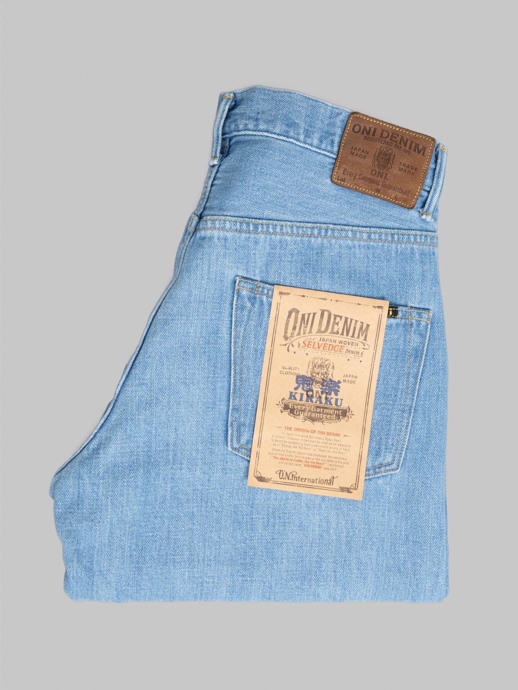 ONI Denim 222 Kiraku Bio Bleach 12oz Wide Straight Jeans summer