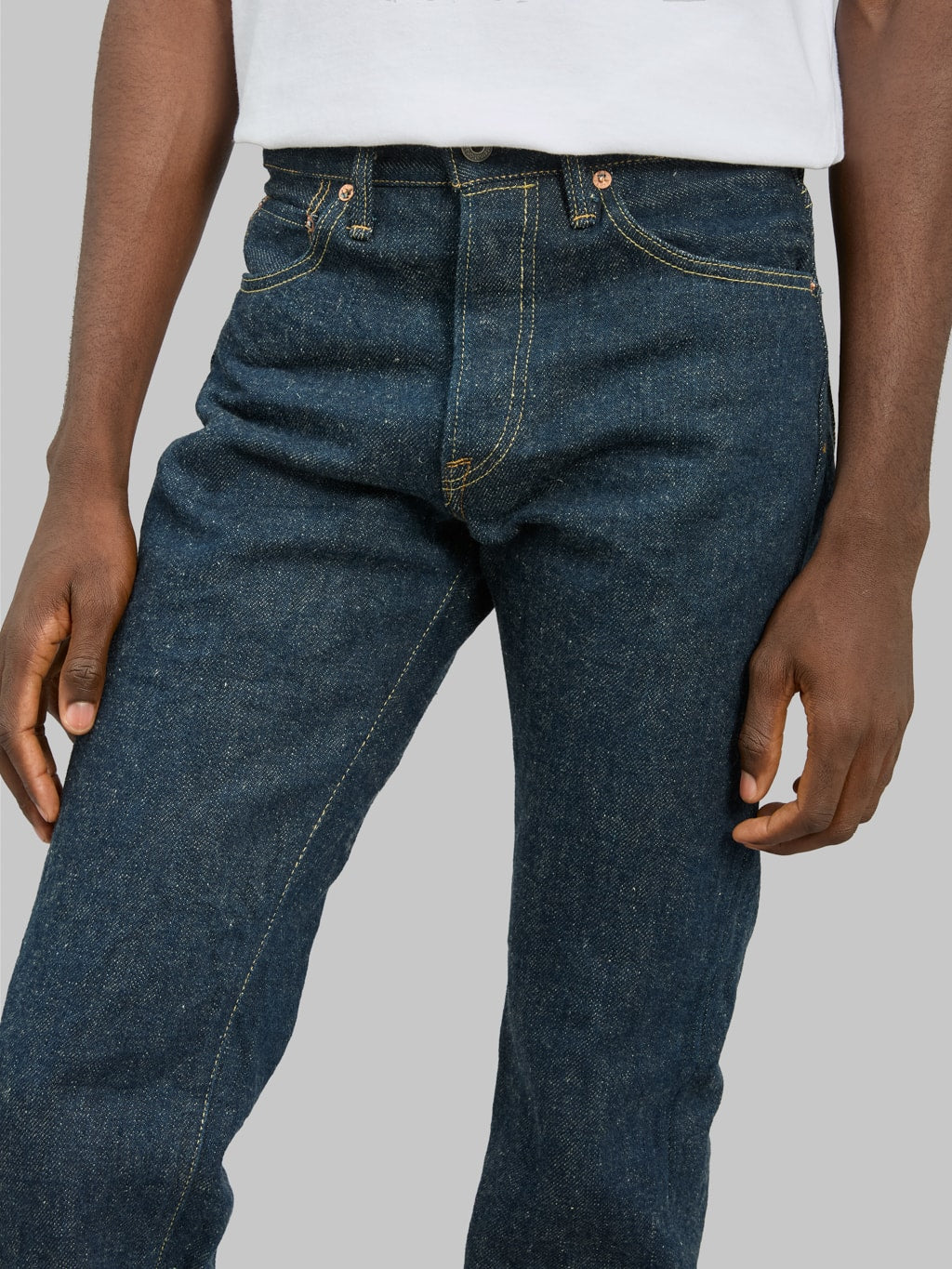 oni 246 secret denim ecru weft 20oz neat straight jeans waist