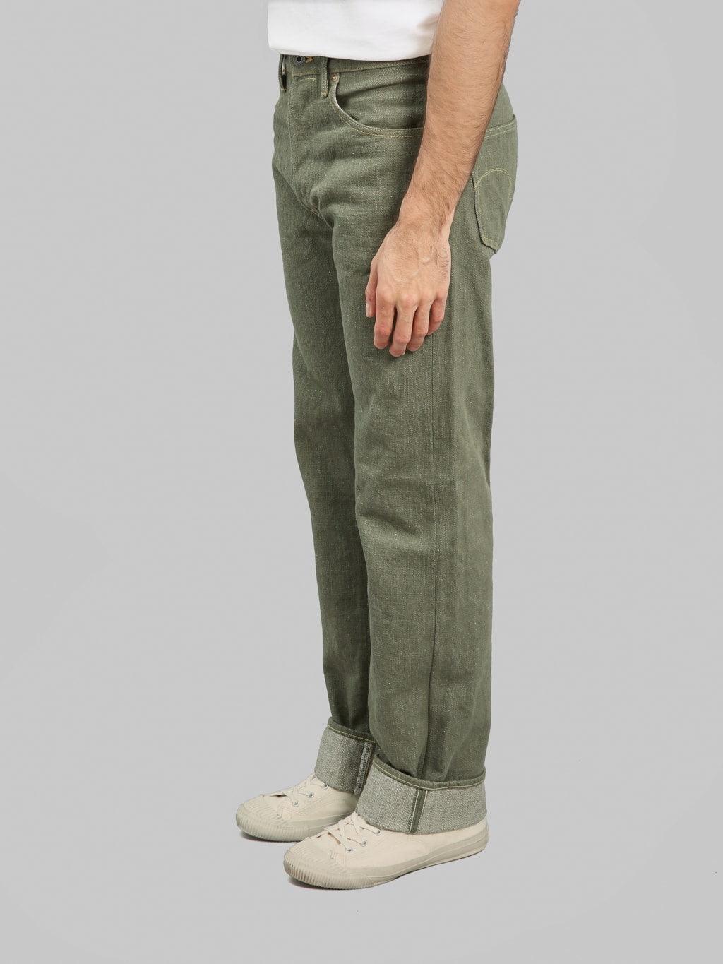 ONI Denim 266 OLD18 Olive Denim Straight Jeans side