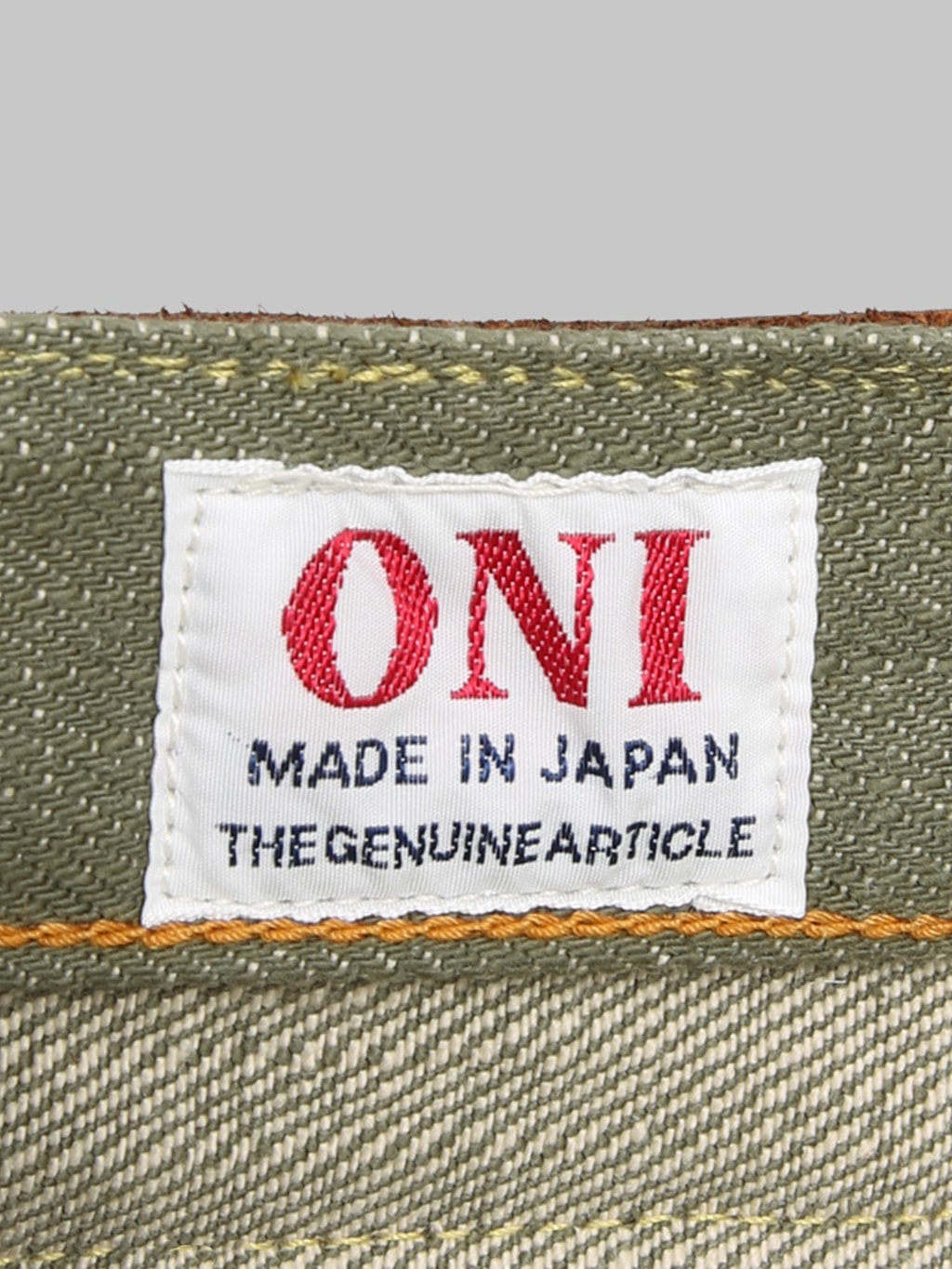 ONI Denim 266 OLD18 Olive Denim Straight Jeans tag