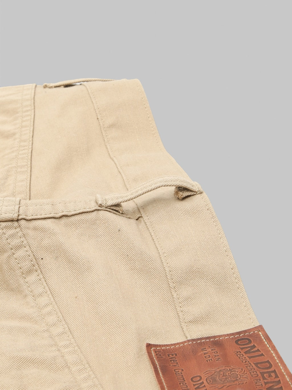ONI 266SVC KHB 8oz Selvedge Chino Trouser Khaki Beige belt loop