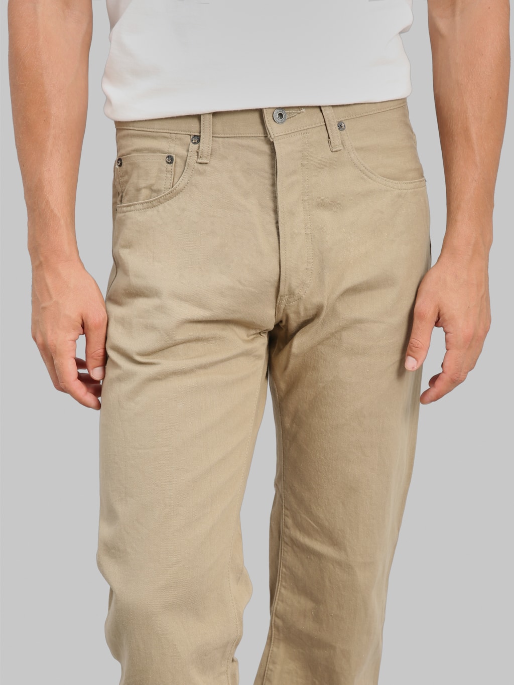 ONI 266SVC KHB 8oz Selvedge Chino Trouser Khaki Beige waist