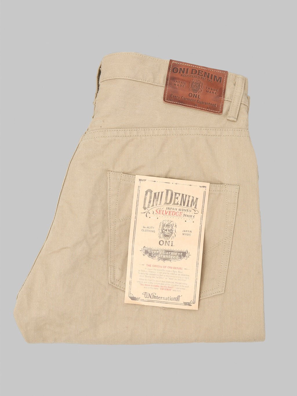 ONI 266SVC KHB 8oz Selvedge Chino Trouser Khaki Beige japanese made