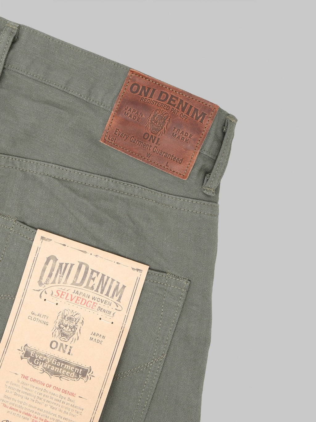 ONI 266SVC-GOL 8oz Selvedge Chino Trouser Light Olive