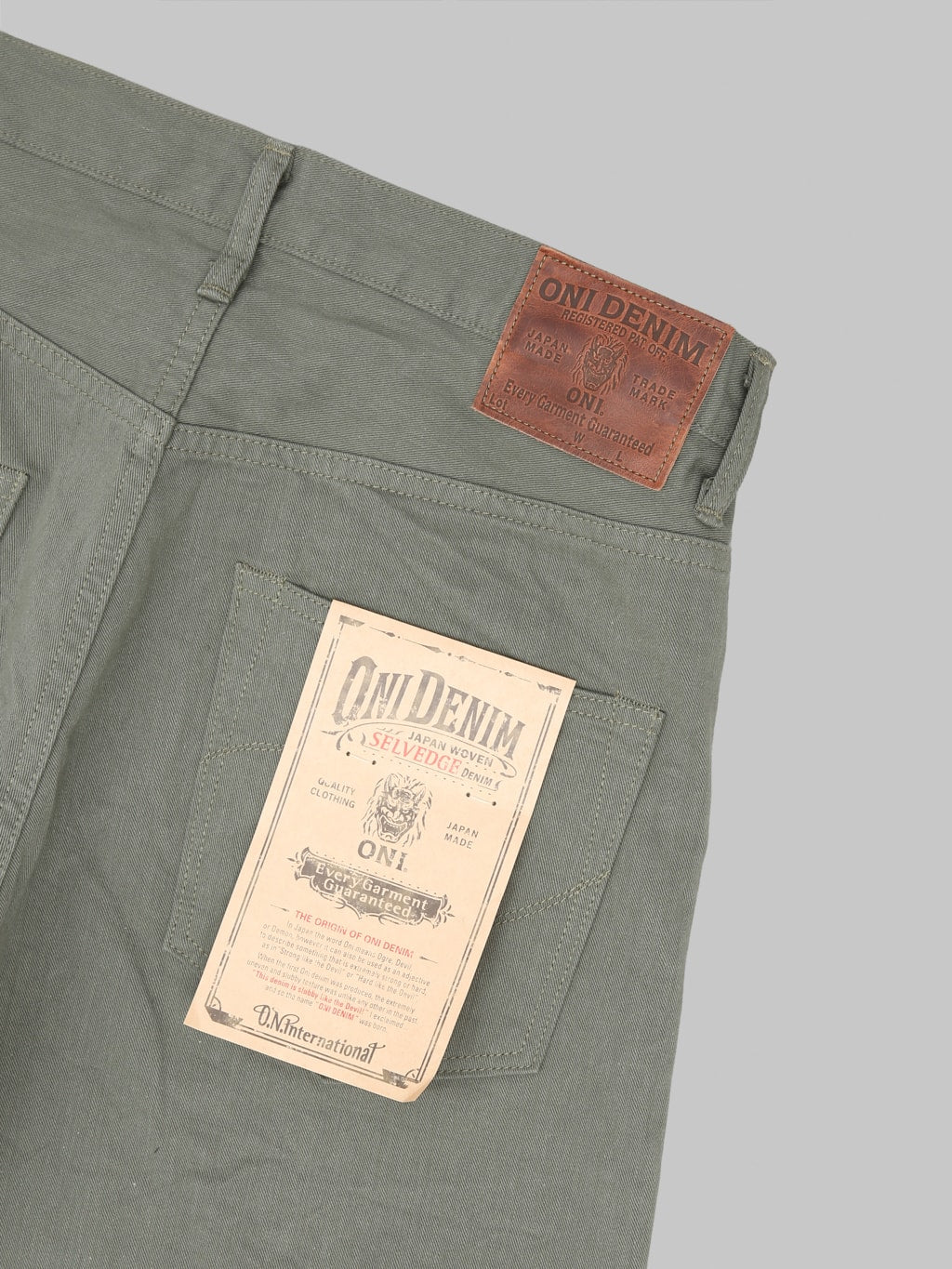 ONI 266SVC-GOL 8oz Selvedge Chino Trouser Light Olive