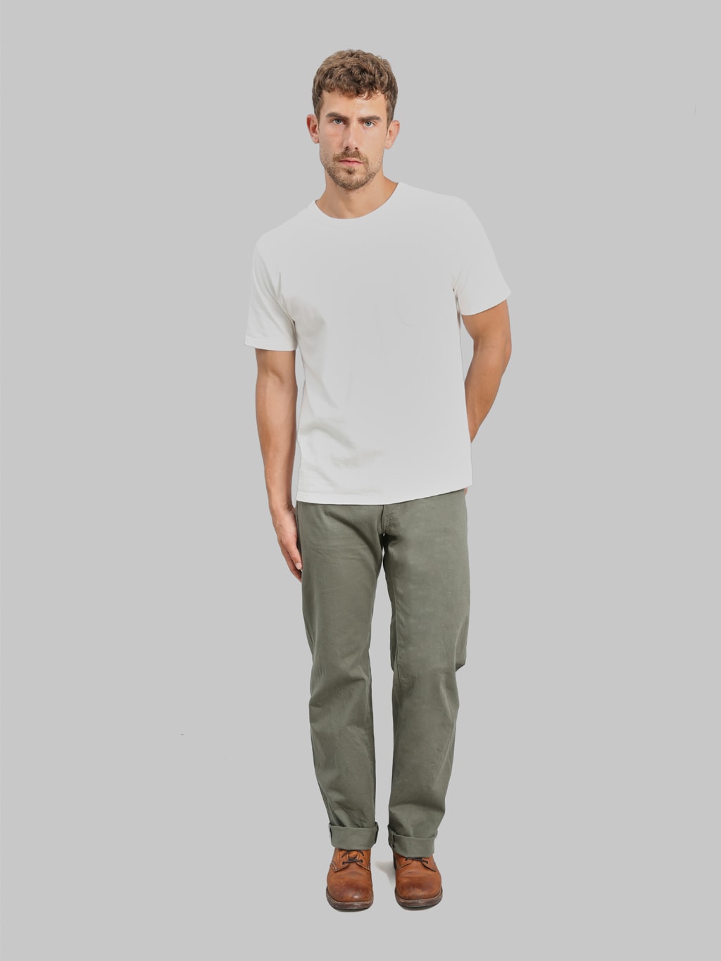 ONI 266SVC-GOL 8oz Selvedge Chino Trouser Light Olive