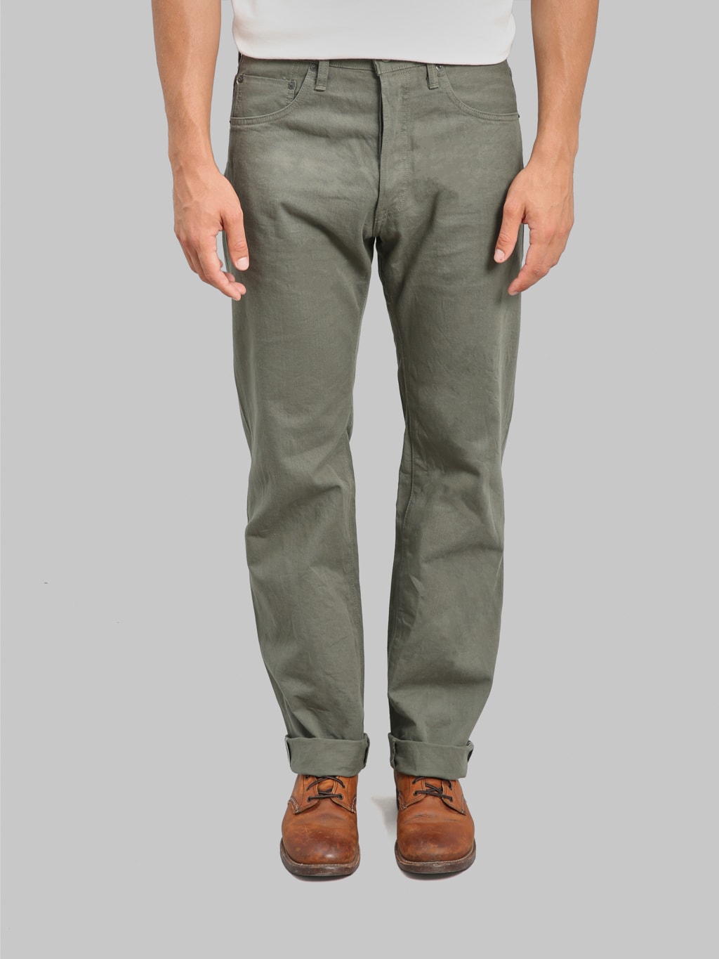 ONI 266SVC-GOL 8oz Selvedge Chino Trouser Light Olive