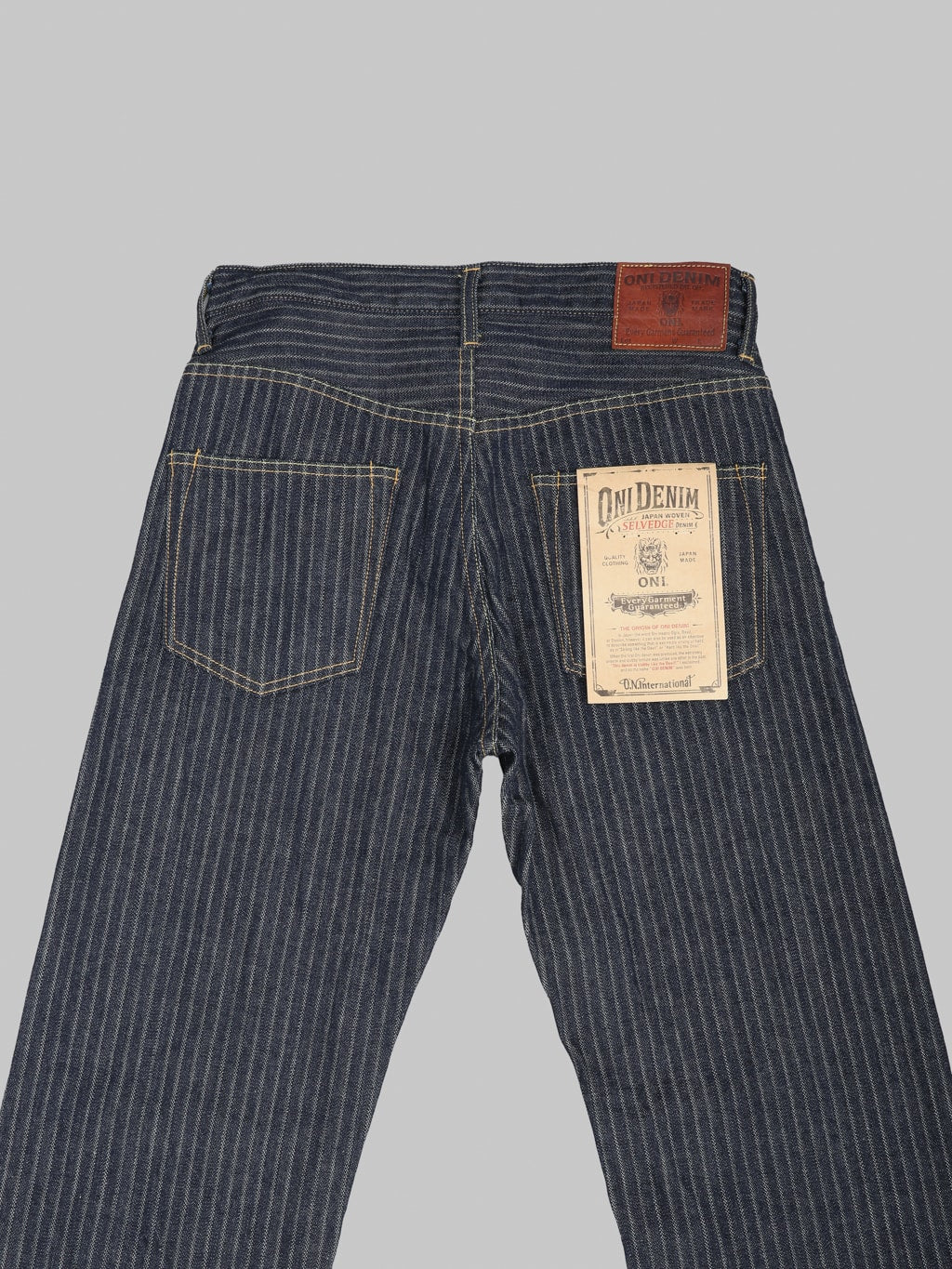 ONI Denim 266HJS 12oz Jacquard Striped Relax Straight Jeans back details