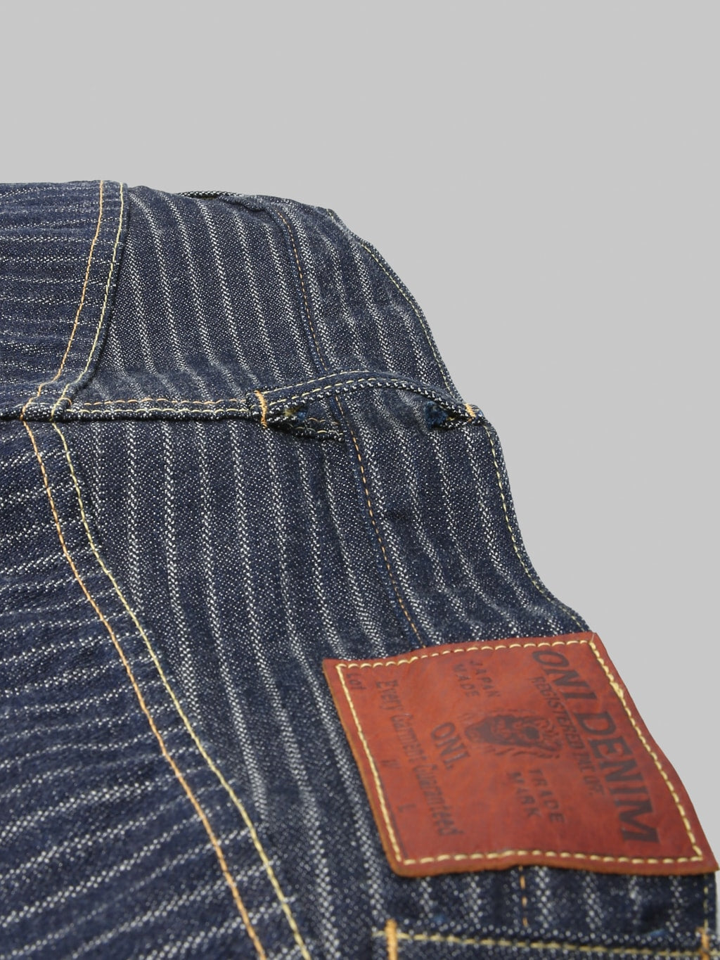 ONI Denim 266HJS 12oz Jacquard Striped Relax Straight Jeans belt loop