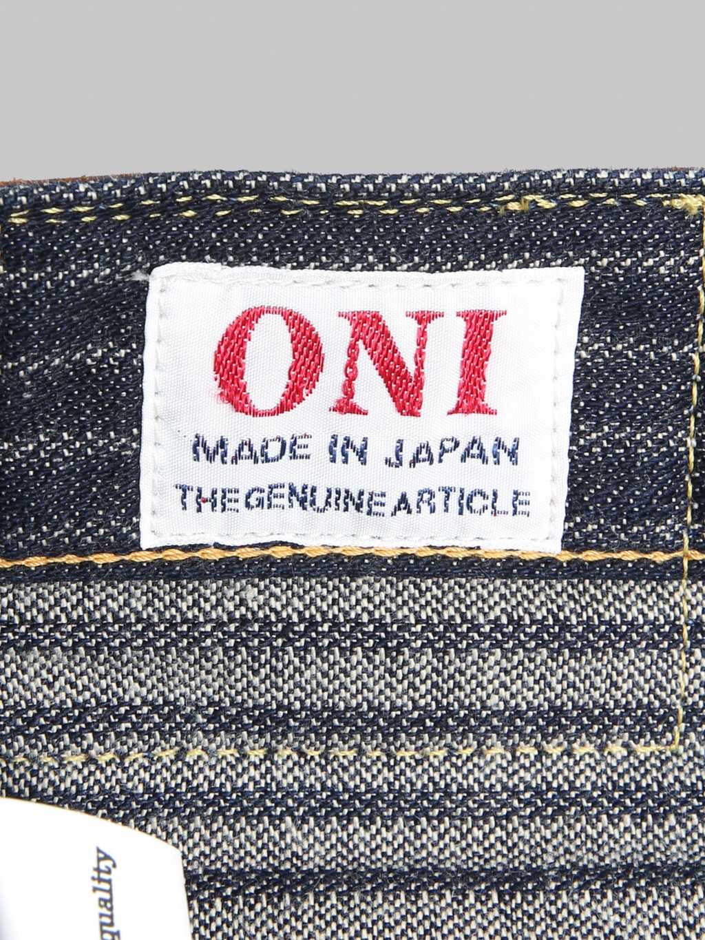 ONI Denim 266HJS 12oz Jacquard Striped Relax Straight Jeans brand tag