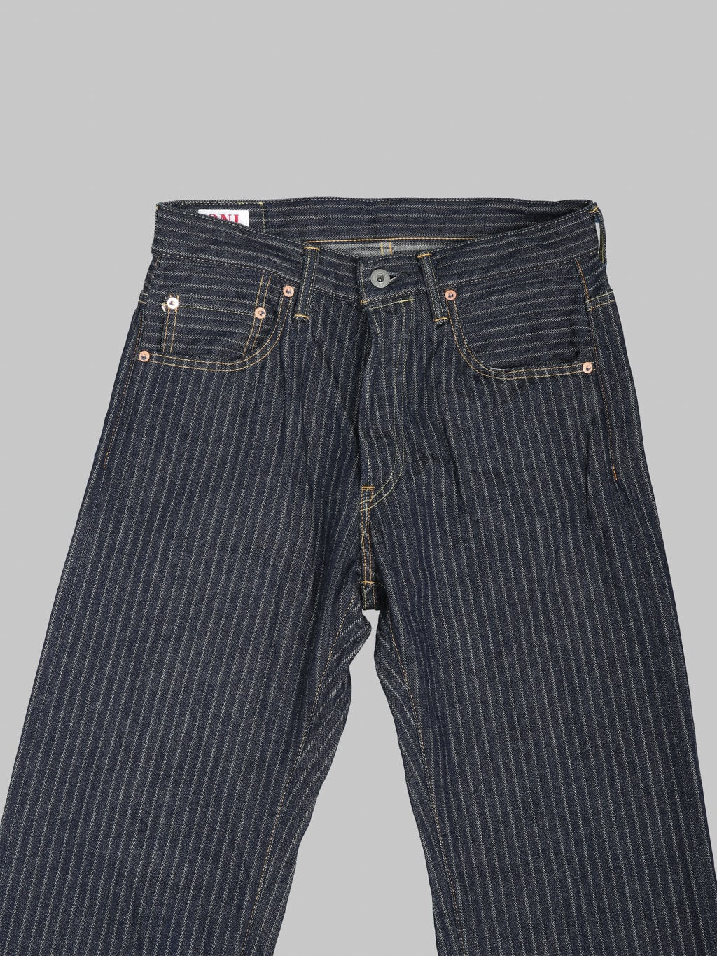 ONI Denim 266HJS 12oz Jacquard Striped Relax Straight Jeans front details