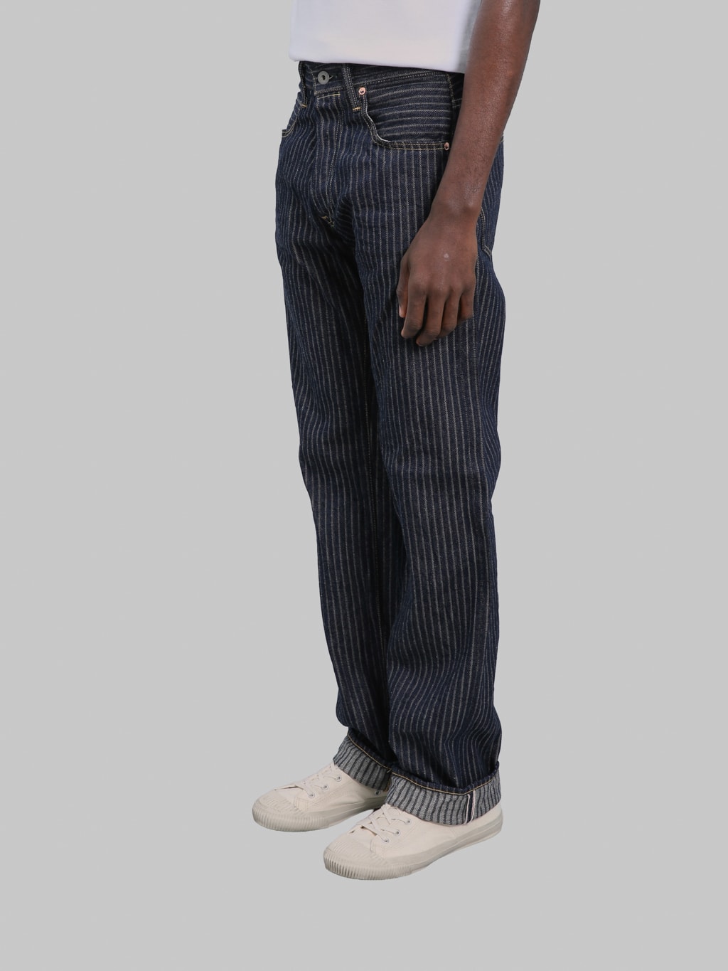 ONI Denim 266HJS 12oz Jacquard Striped Relax Straight Jeans side look