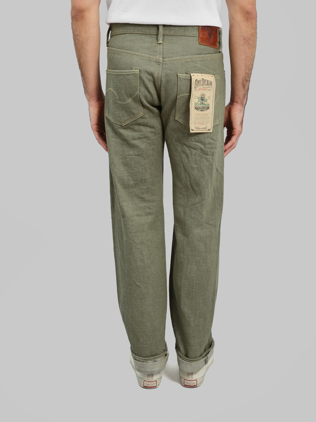 ONI Denim 270 OLD18 Olive Denim 18oz Neat Straight Jeans back rise