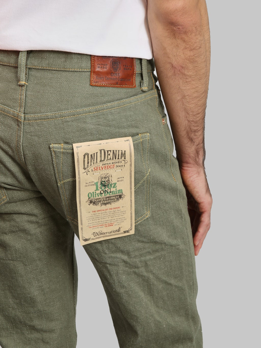 ONI Denim 270 OLD18 Olive Denim 18oz Neat Straight Jeans pocket