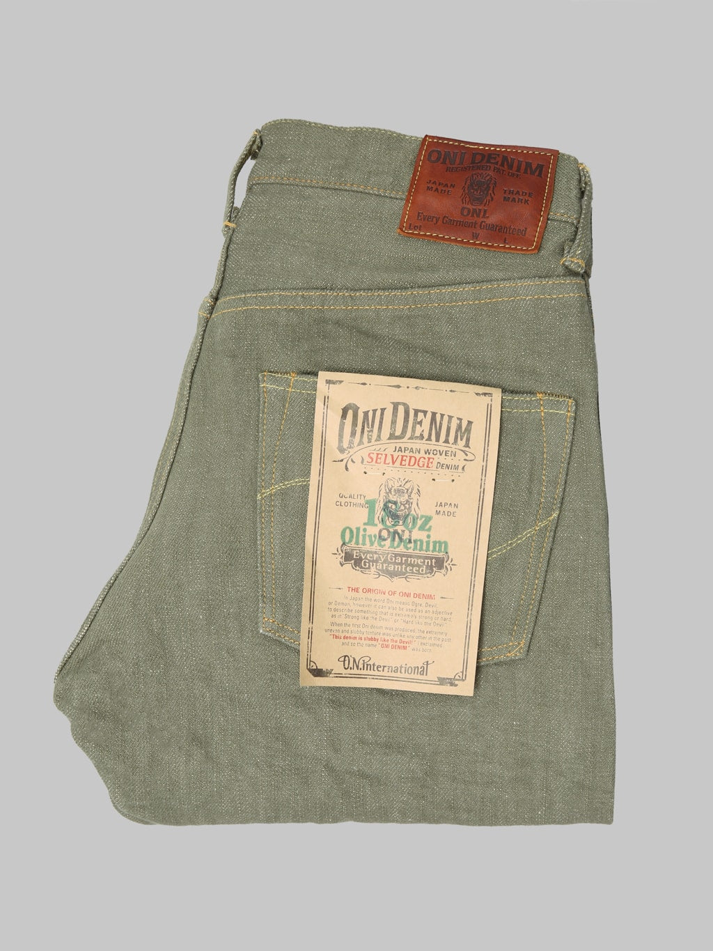 ONI Denim 270 OLD18 Olive Denim 18oz Neat Straight Jeans