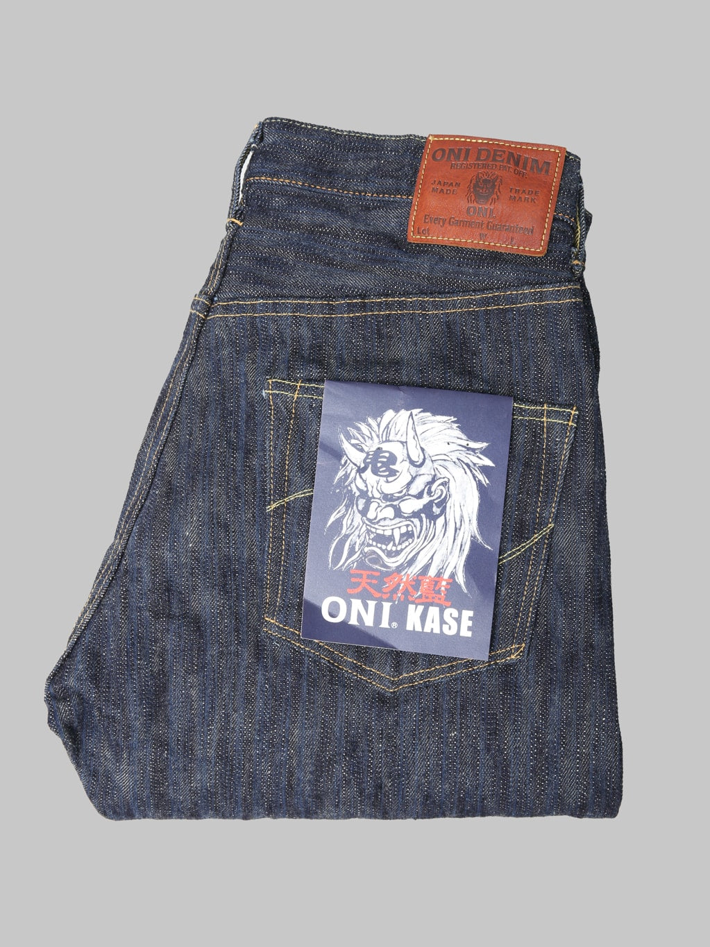 ONI Denim 270 Kase 16oz Natural Indigo Regular Straight Jeans logo flasher