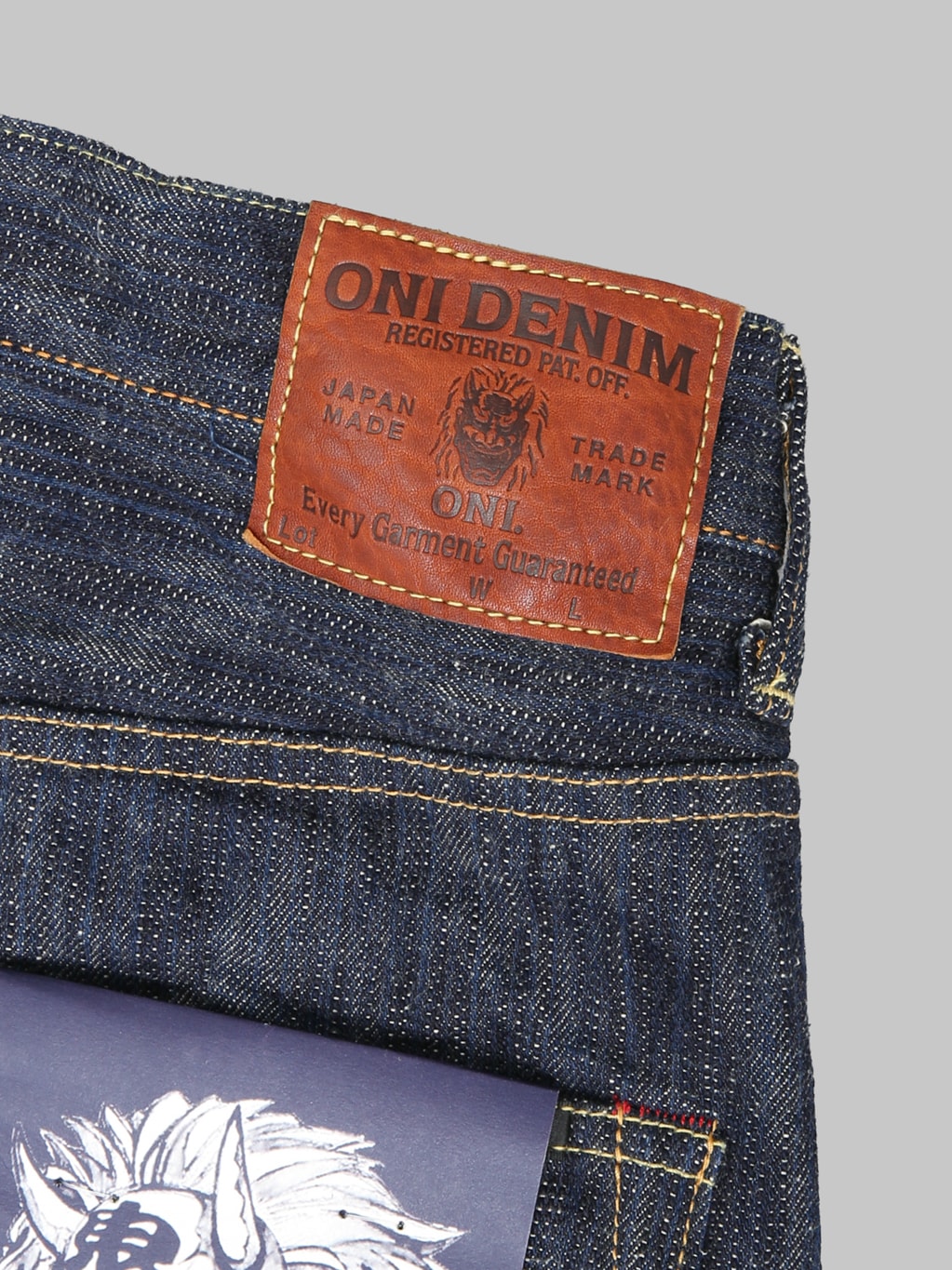 ONI Denim 270 Kase 16oz Natural Indigo Regular Straight Jeans leather pocket
