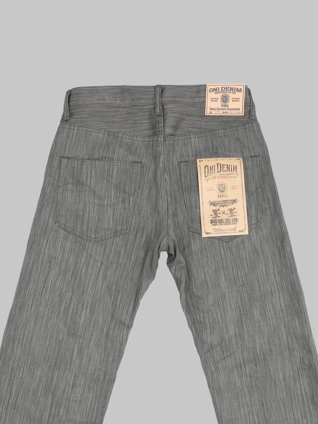ONI Denim 275 20oz Awa Sumi Regular Straight Jeans back pockets