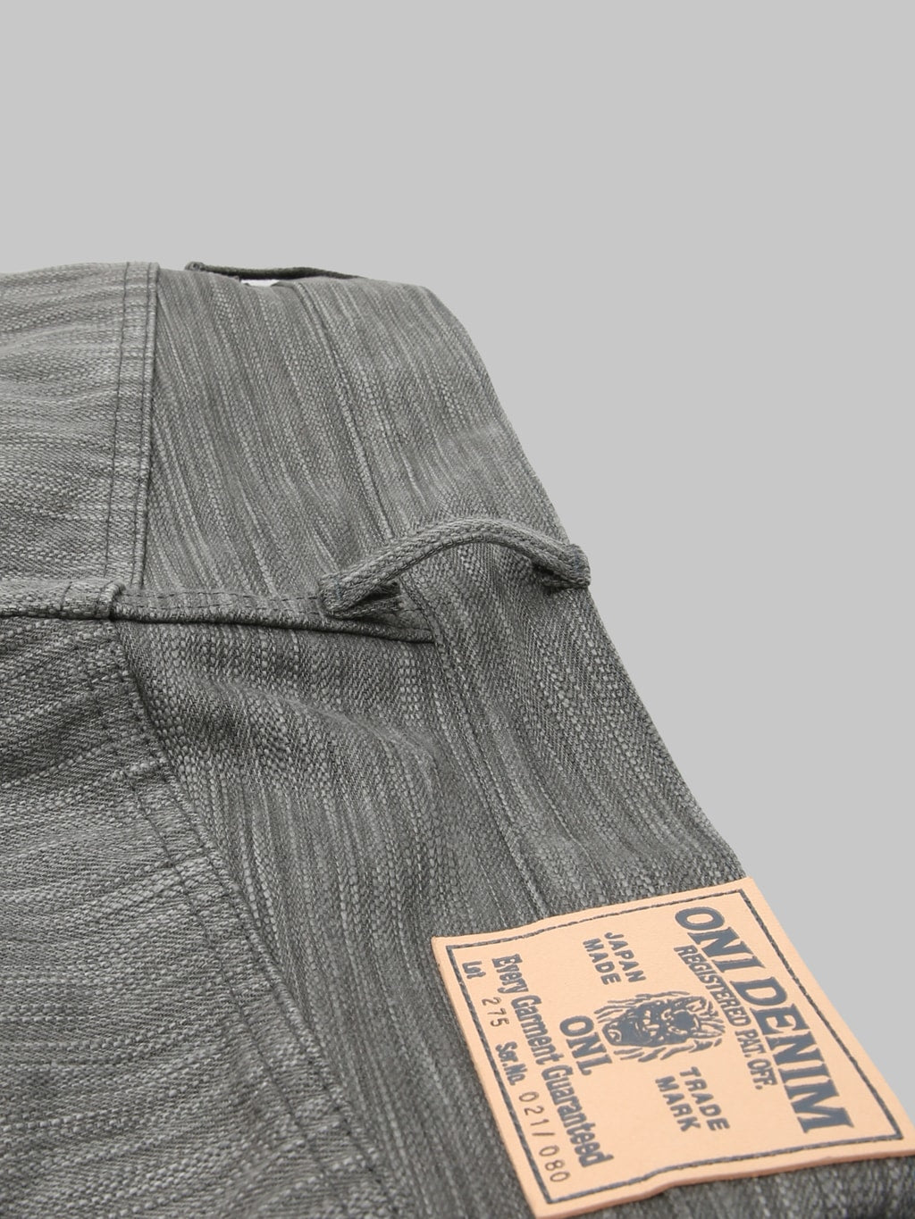 ONI Denim 275 20oz Awa Sumi Regular Straight Jeans belt loop