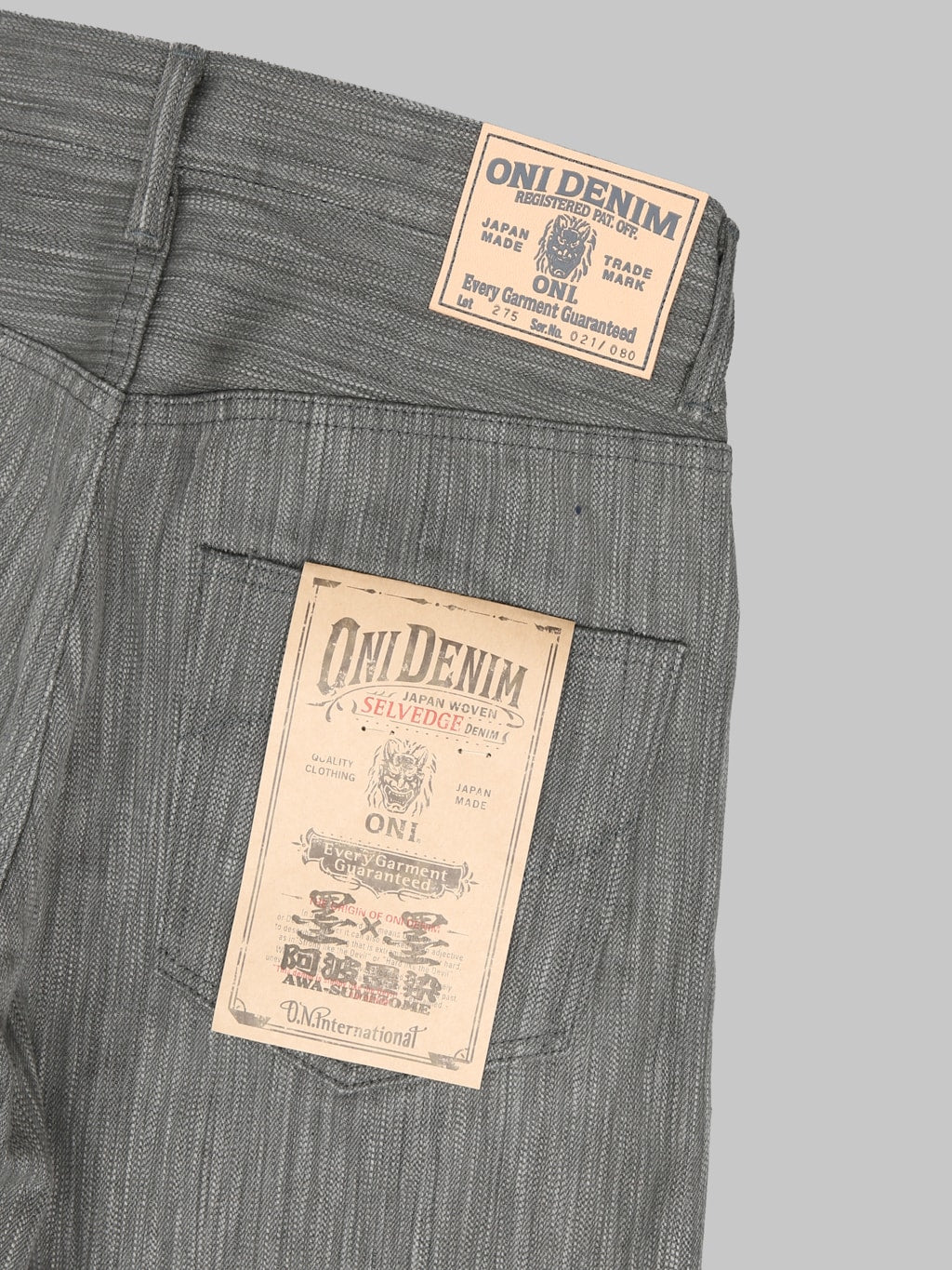 ONI Denim 275 20oz Awa Sumi Regular Straight Jeans pocket flasher