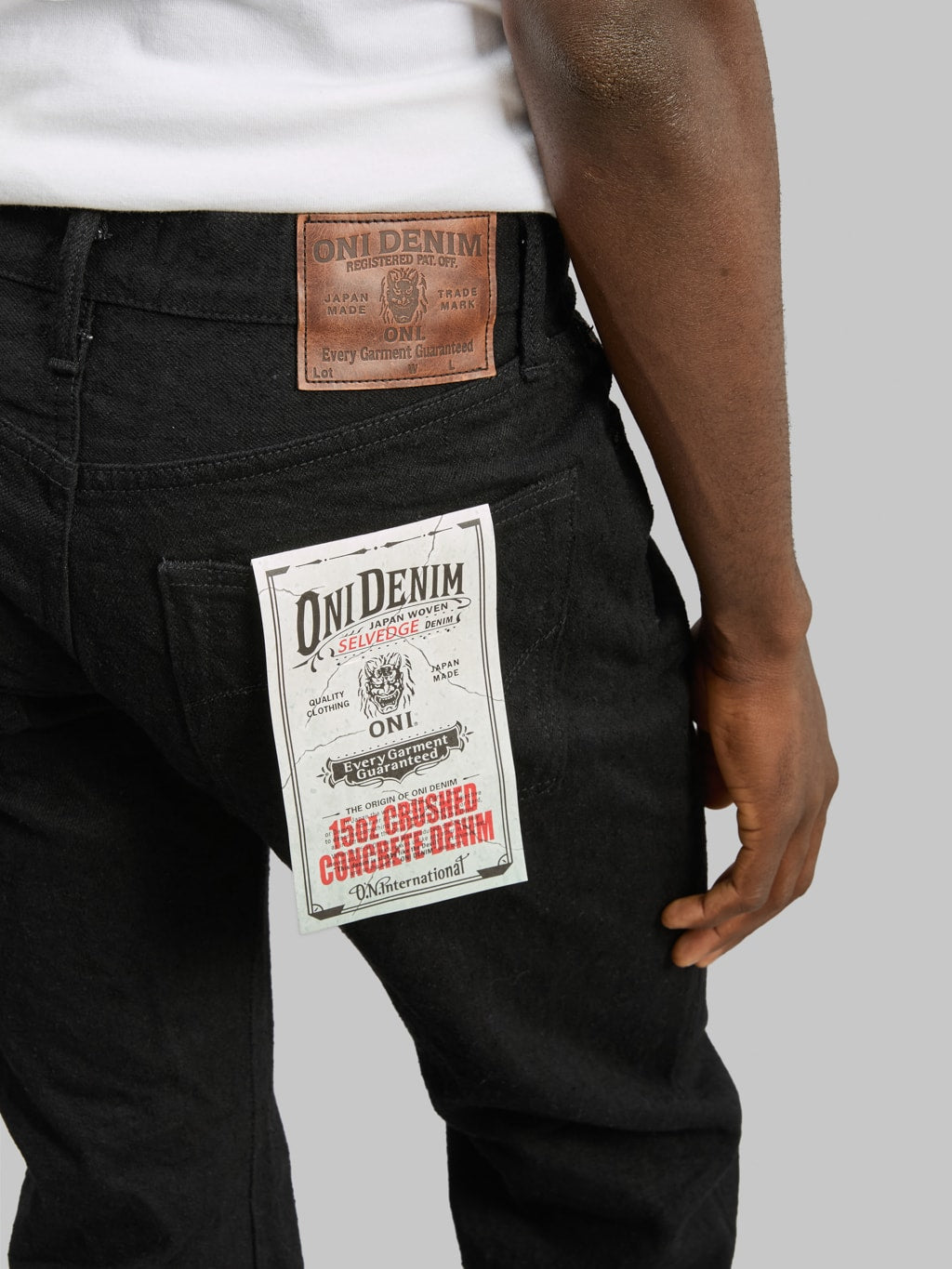 ONI Denim 288CCD BKBK 15oz Kabuki Regular Straight Jeans back pocket