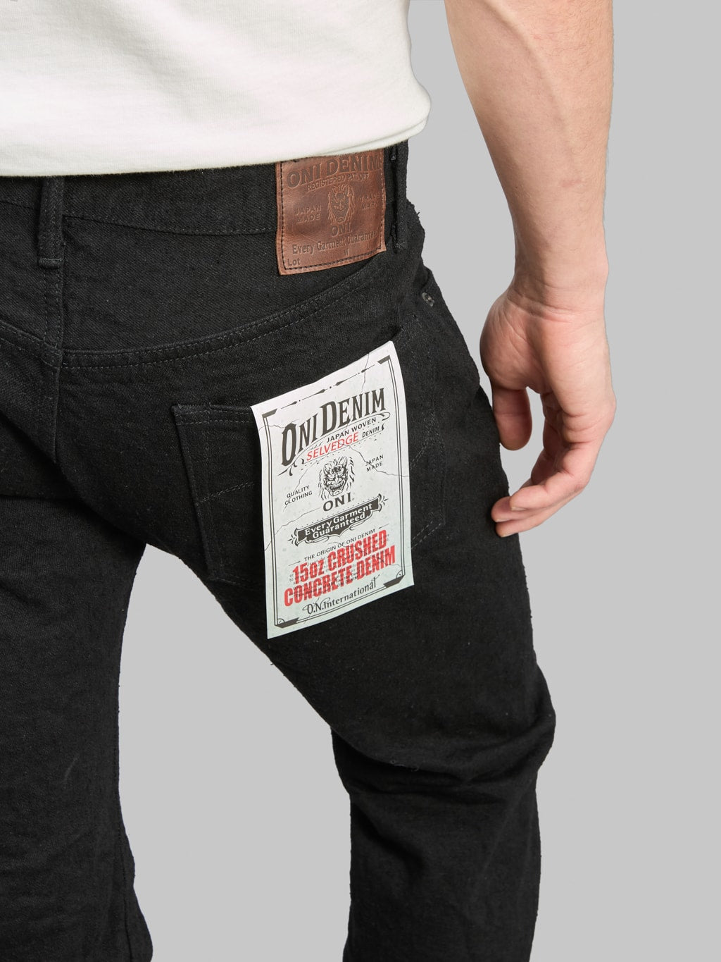 ONI Denim CCD Black x Black Kabuki Relaxed Tapered Jeans back pocket