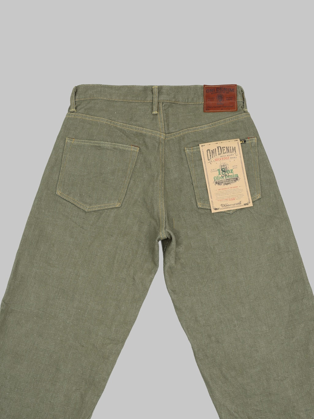 ONI Denim 822OLD18 Olive Denim Super Wide Olive Jeans back pockets