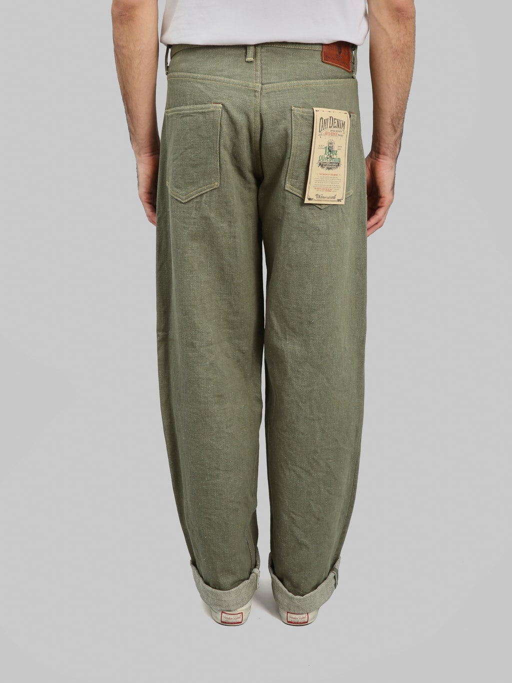 ONI Denim 822OLD18 Olive Denim Super Wide Olive Jeans back rise