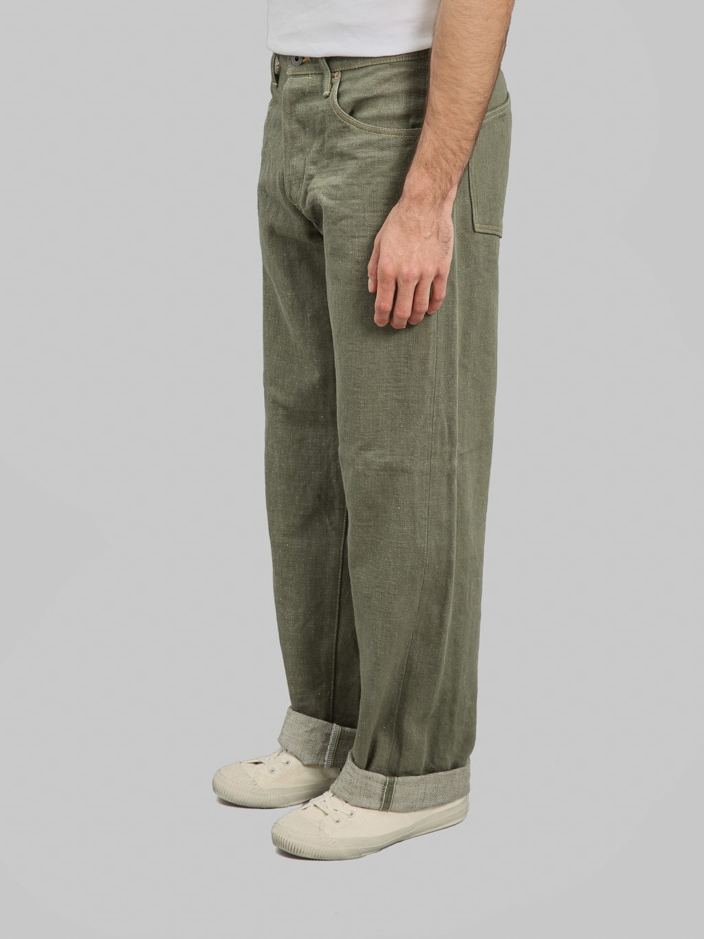 ONI Denim 822OLD18 Olive Denim Super Wide Olive Jeans side