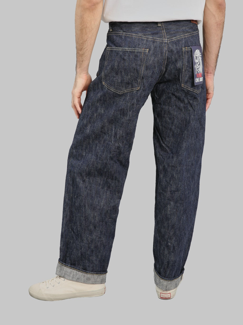 ONI 822 Kase 16oz Natural Indigo Super Wide Tapered Jeans back fit