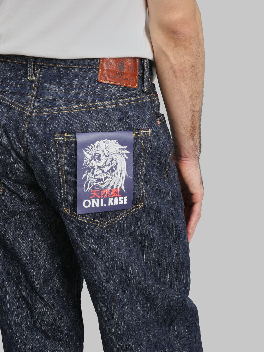 ONI 822 Kase 16oz Natural Indigo Super Wide Tapered Jeans back pocket