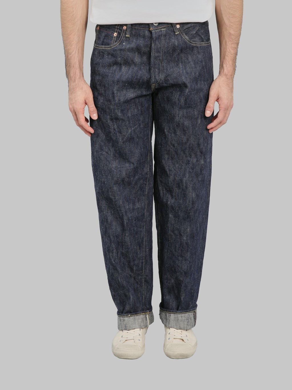ONI 822 Kase 16oz Natural Indigo Super Wide Tapered Jeans front rise