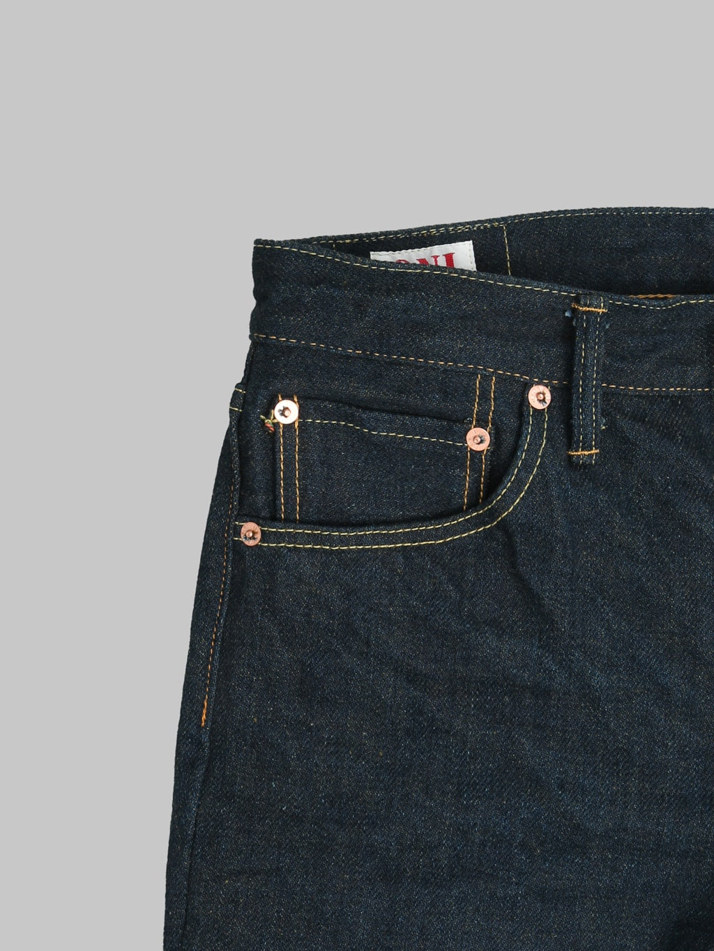 ONI Denim 822ZROLV Secret Denim Olive Weft Wide Tapered coin pocket