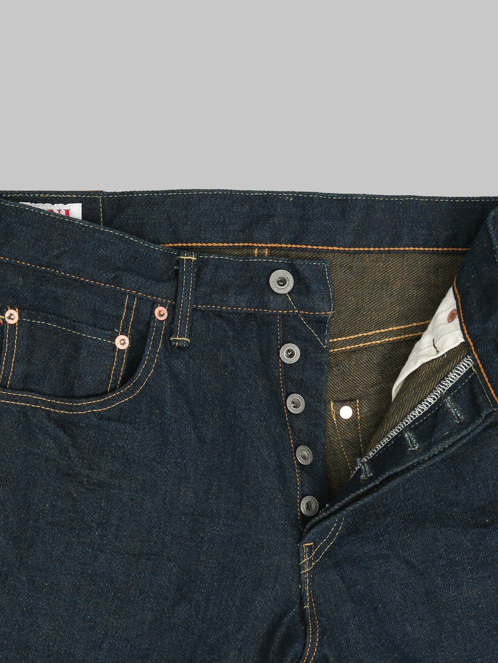 ONI Denim 822ZROLV Secret Denim Olive Weft Wide Tapered buttons