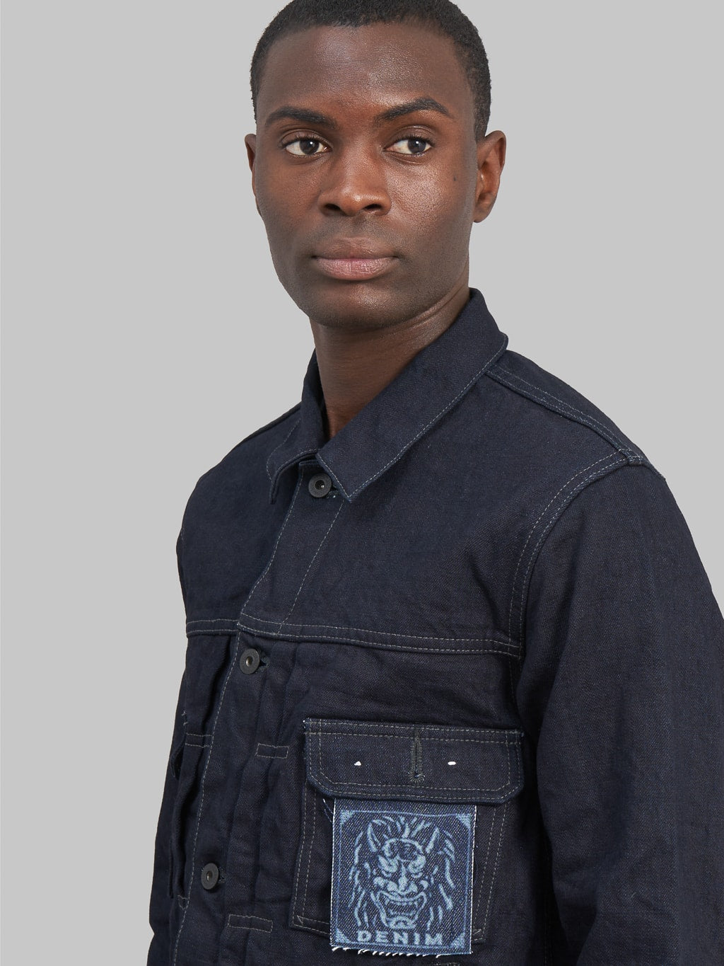 oni black weft 14oz type 2 denim jacket chest